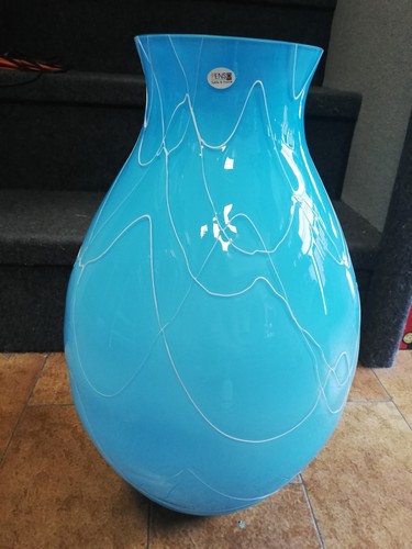 Vaso vetro penso azzurro con - azzurro,