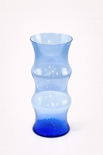 Vaso vetro azzurro ondulato - vaso,