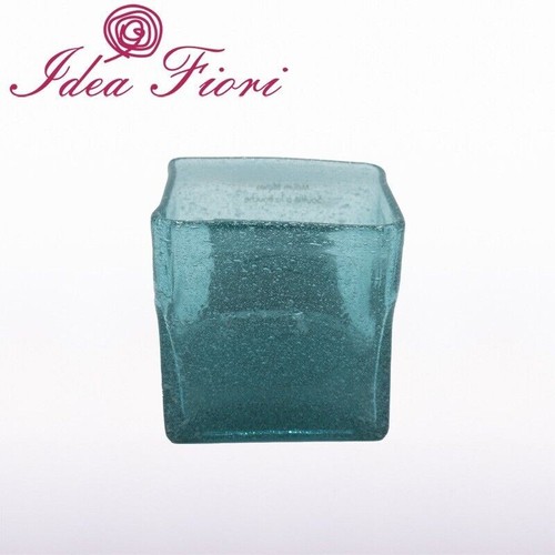 Cubo vetro azzurro - di,
